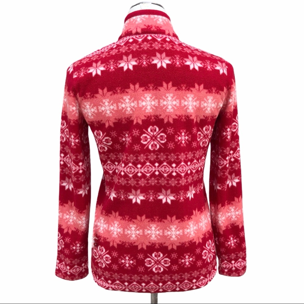 Talbots Snowflake Full Zip Fleece Jacket Sweater - image 2